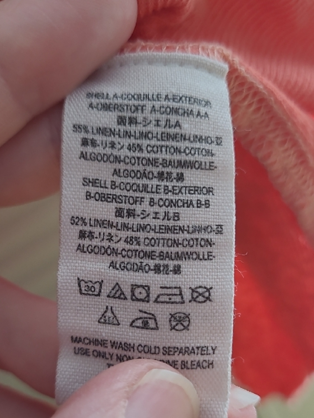 WE THE FREE Coral-Orange Sharkbite Hem Henley Heather Gray Sleeves Oversized EUC - Picture 7 of 10